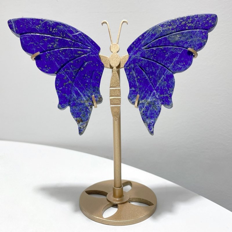 5 Pairs Small Lapis Lazuli Butterfly Wing Carving With Stand - Wholesale Crystals