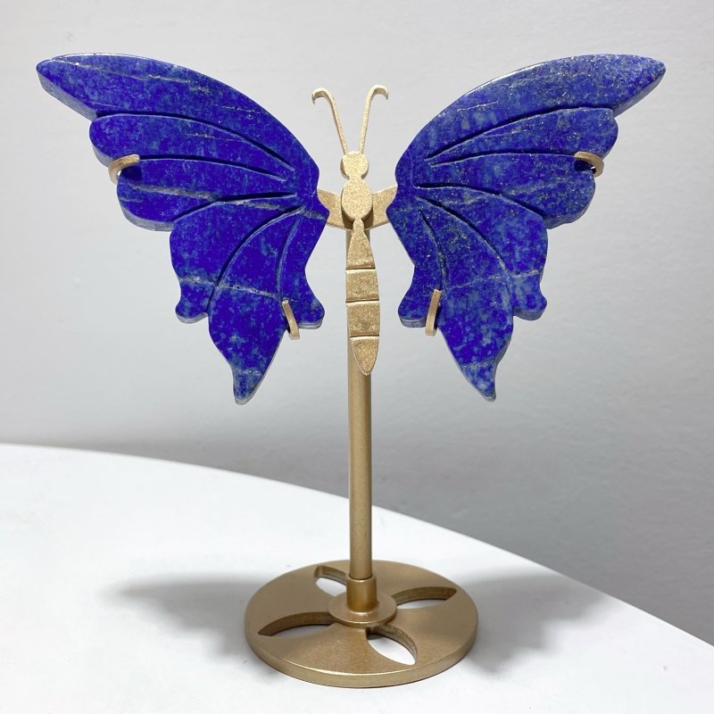 5 Pairs Small Lapis Lazuli Butterfly Wing Carving With Stand - Wholesale Crystals