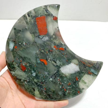 5 Pieces Africa Blood Stone Moon Carving With Stand - Wholesale Crystals