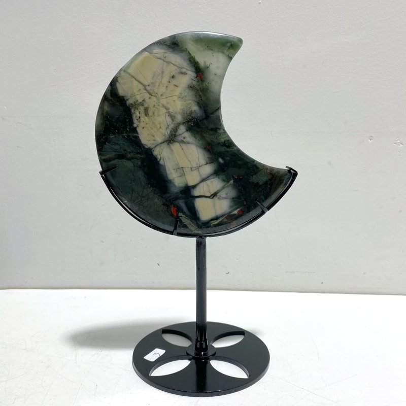 5 Pieces Africa Blood Stone Moon Carving With Stand - Wholesale Crystals
