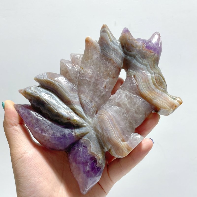 5 Pieces Amethyst Mixed Agate Nine - tailed Fox Carving - Wholesale Crystals
