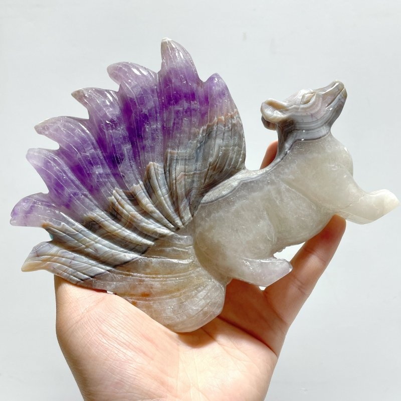5 Pieces Amethyst Mixed Agate Nine - tailed Fox Carving - Wholesale Crystals