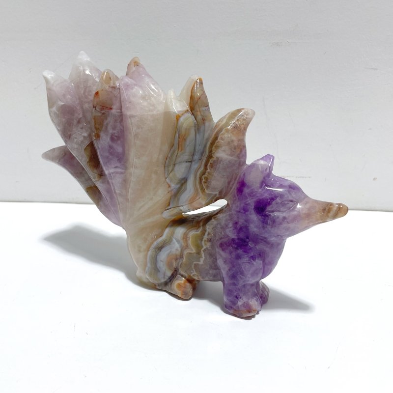 5 Pieces Amethyst Mixed Agate Nine - tailed Fox Carving - Wholesale Crystals