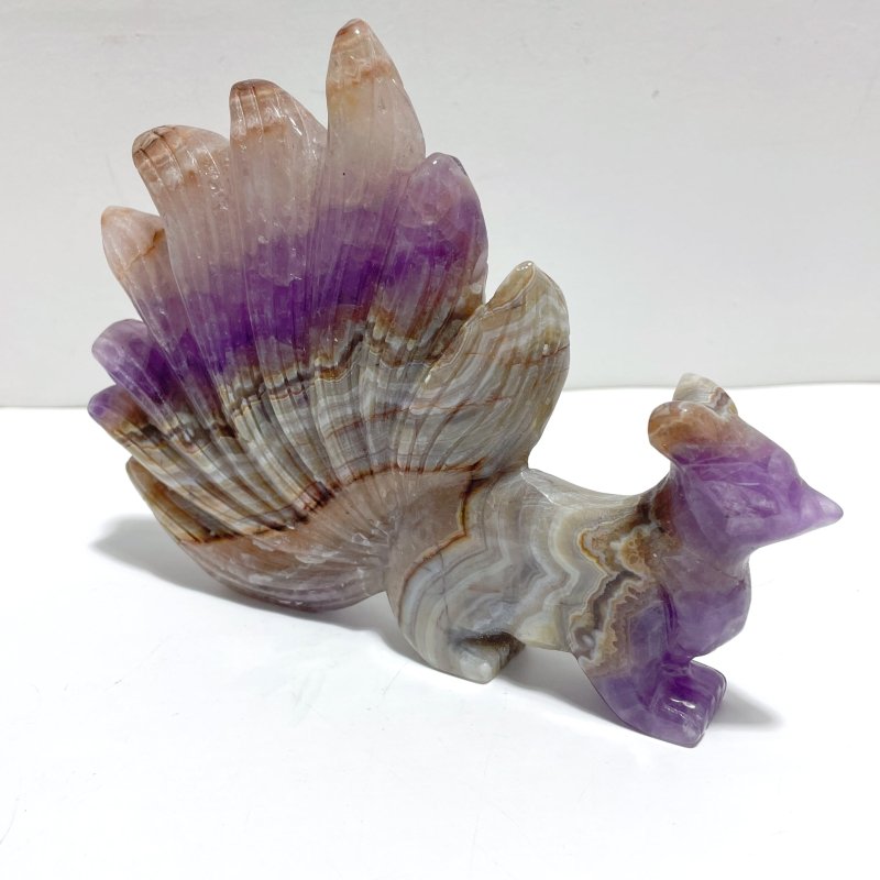 5 Pieces Amethyst Mixed Agate Nine - tailed Fox Carving - Wholesale Crystals