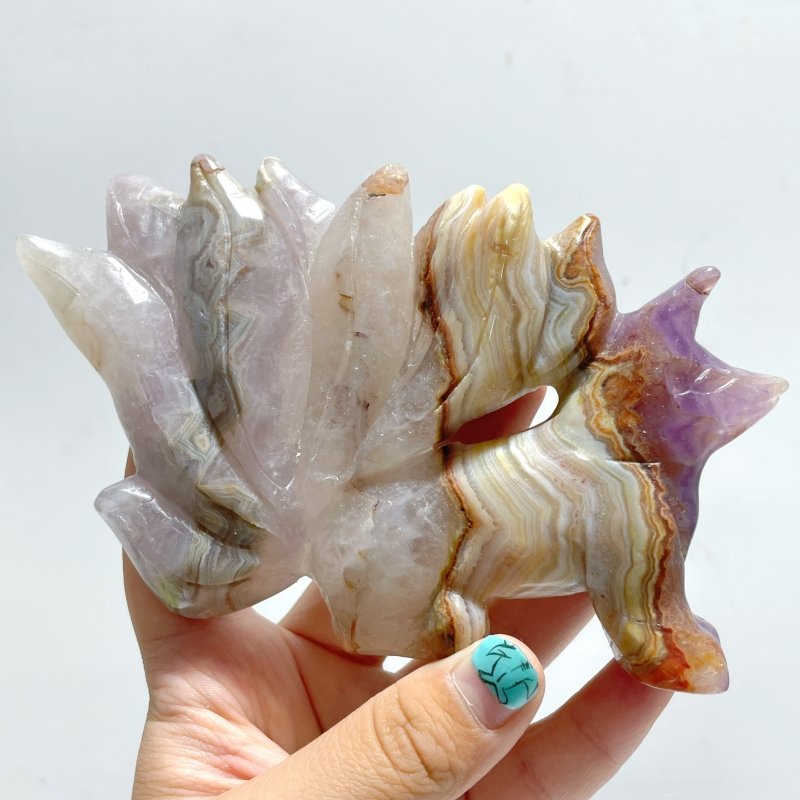 5 Pieces Amethyst Mixed Agate Nine - tailed Fox Carving - Wholesale Crystals
