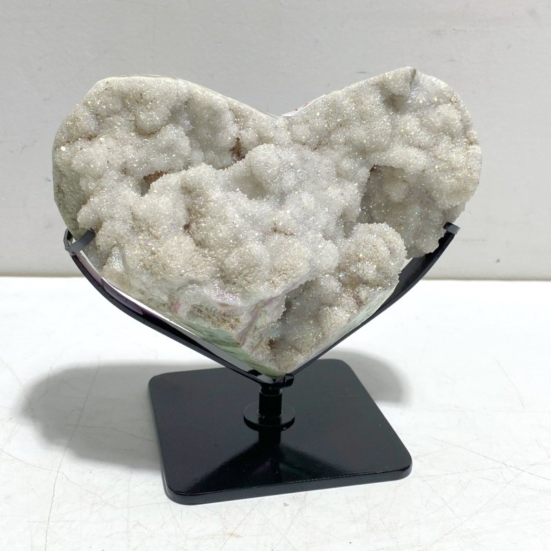 5 Pieces Aura Quartz Cluster Heart With Stand 5 - Wholesale Crystals