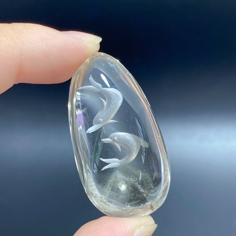 5 Pieces Beautiful Dolphin Garden Quartz Inner Scene Carving -Wholesale Crystals