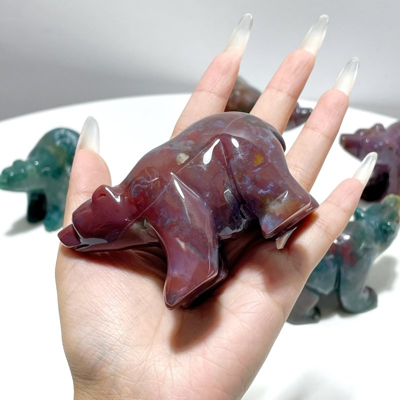 5 Pieces Beautiful Ocean Jasper Bear Carving - Wholesale Crystals