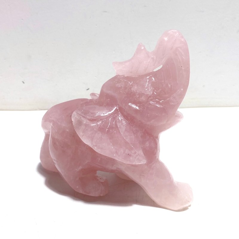 5 Pieces Beautiful Rose Quartz Elephant Carving - Wholesale Crystals