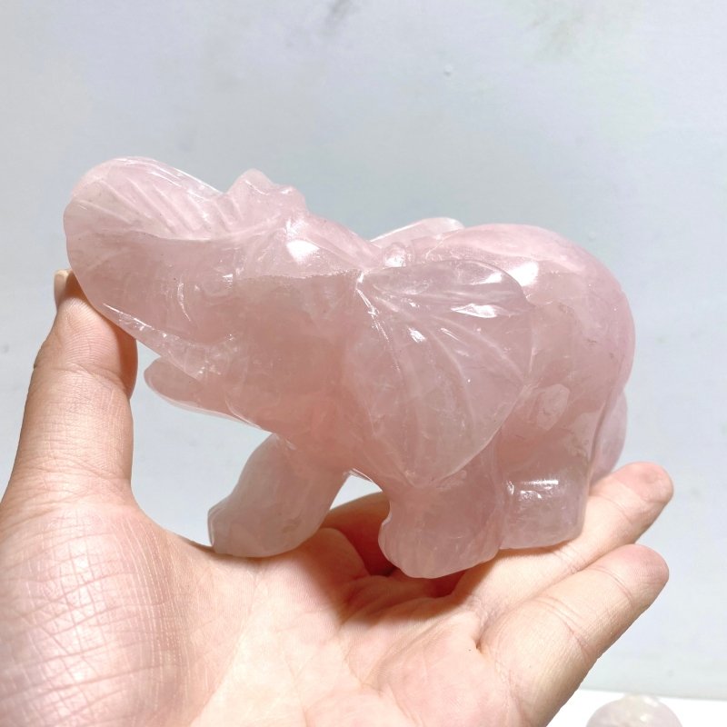 5 Pieces Beautiful Rose Quartz Elephant Carving - Wholesale Crystals