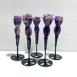 5 Pieces Chevron Amethyst Flower Carving With Stand - Wholesale Crystals