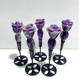 5 Pieces Chevron Amethyst Flower Carving With Stand - Wholesale Crystals