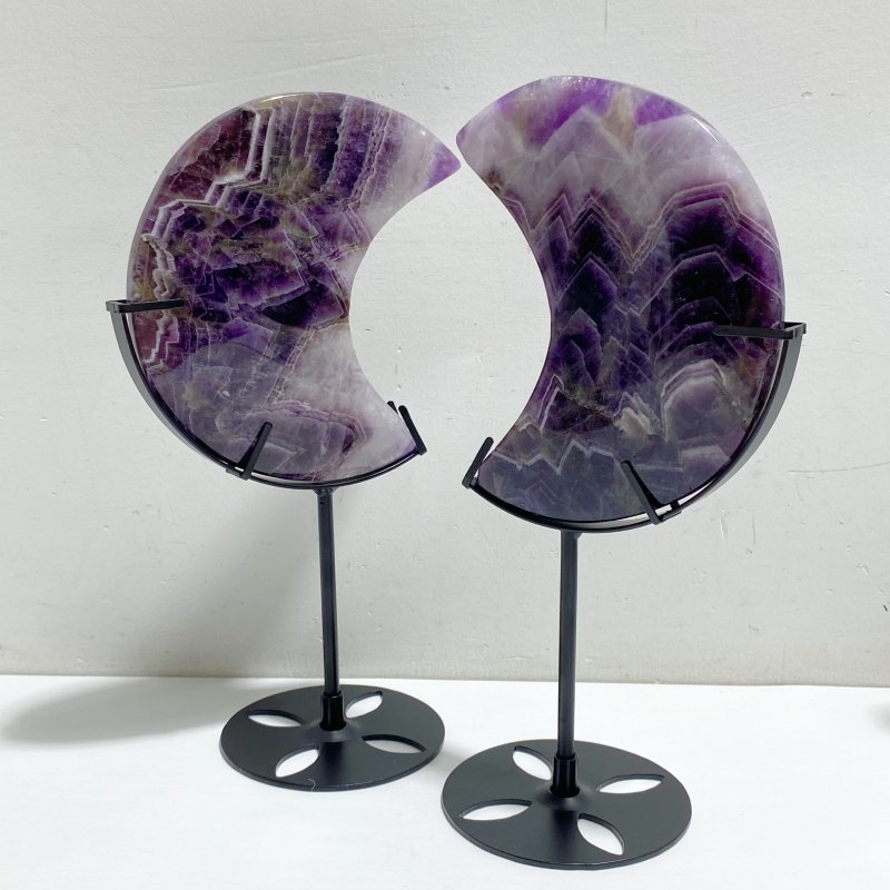 5 Pieces Chevron Amethyst Moon With Stand -Wholesale Crystals