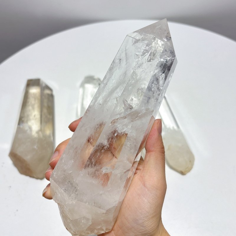 5 Pieces Clear Quartz Large Points Raw Bottom - Wholesale Crystals