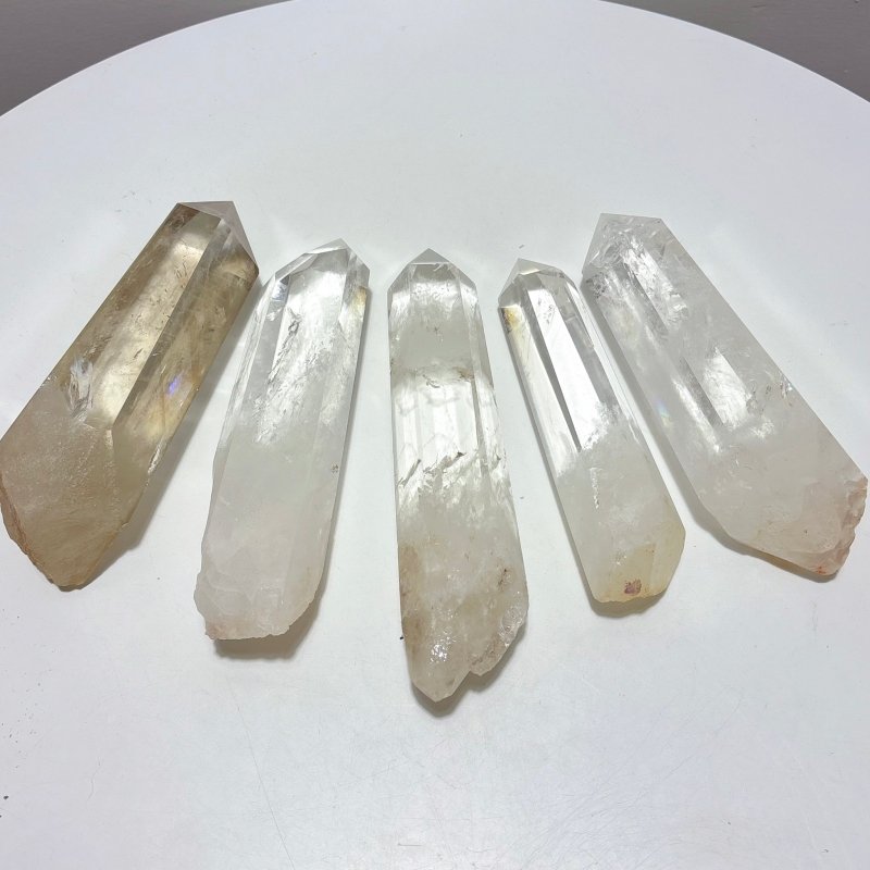 5 Pieces Clear Quartz Large Points Raw Bottom - Wholesale Crystals