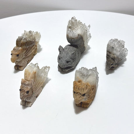 5 Pieces Cute Quartz Cluster Animals Carving - Wholesale Crystals