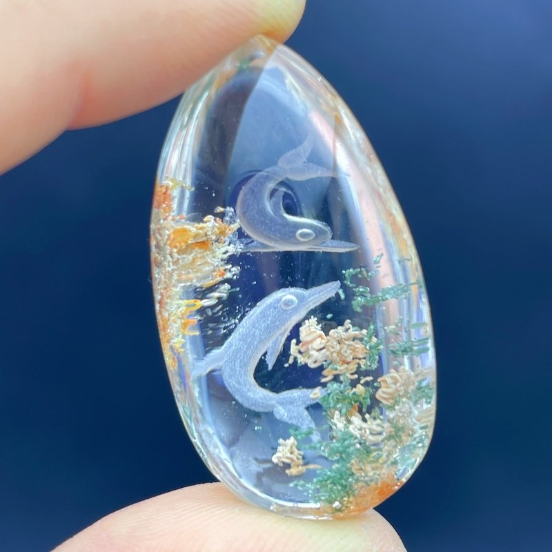 5 Pieces Dolphin Garden Quartz Inner Scene Crystal Carving -Wholesale Crystals