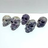 5 Pieces Druzy Geode Purple Fluorite Skull Carving - Wholesale Crystals