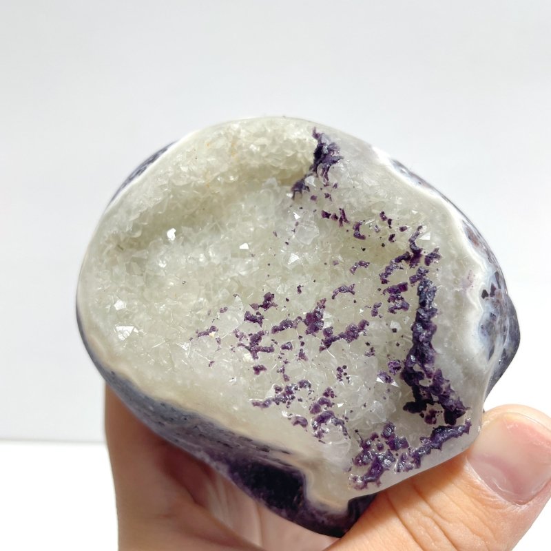 5 Pieces Druzy Geode Purple Fluorite Skull Carving - Wholesale Crystals