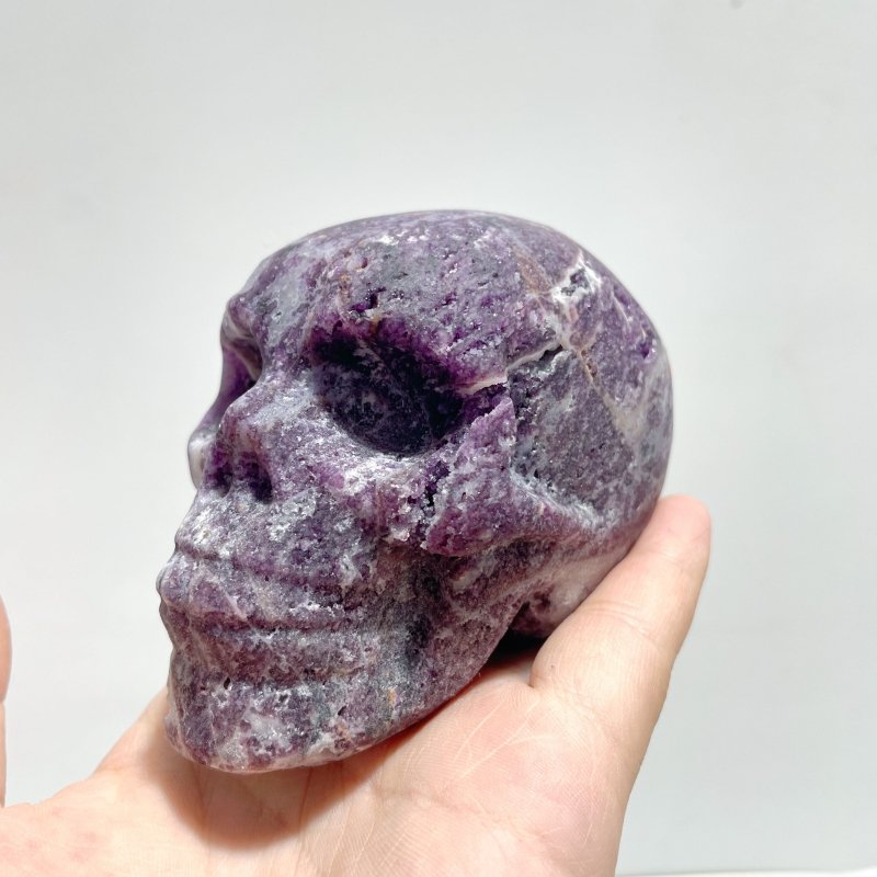 5 Pieces Druzy Geode Purple Fluorite Skull Carving - Wholesale Crystals