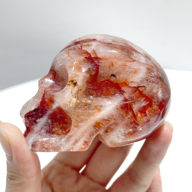 5 Pieces Fire Quartz Skull Carving - Wholesale Crystals