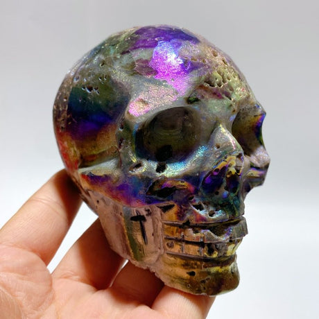 5 Pieces Geode Aura Sphalerite Skull Carving - Wholesale Crystals