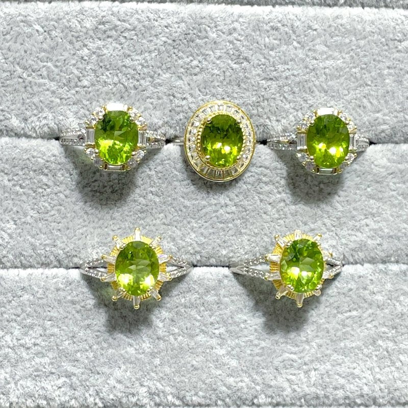 5 Pieces High Quality 925 Sterling Silver Peridot Different Styles Ring - Wholesale Crystals