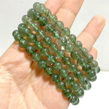 5 Pieces High Quality Green Rutile Quartz Bracelets - Wholesale Crystals