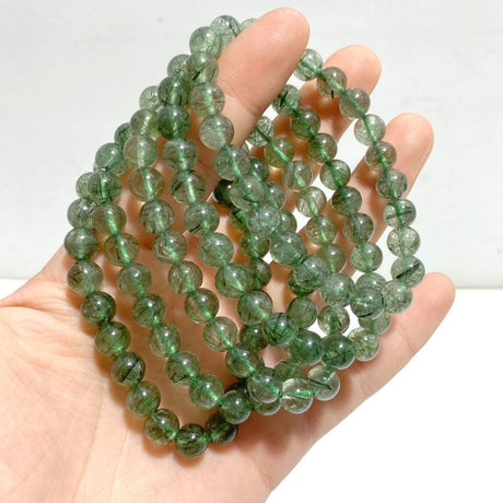 5 Pieces High Quality Green Rutile Quartz Bracelets - Wholesale Crystals