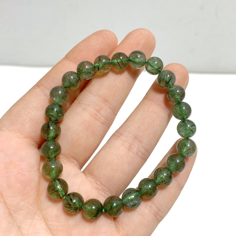 5 Pieces High Quality Green Rutile Quartz Bracelets - Wholesale Crystals