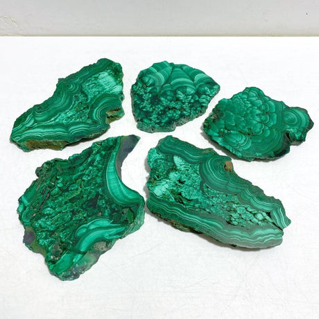 5 Pieces Large Beautiful Malachite Slab - Wholesale Crystals