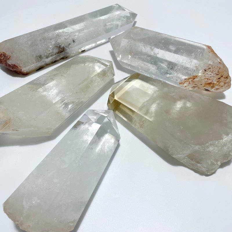 5 Pieces Large Clear Quartz Tower Raw Bottom - Wholesale Crystals