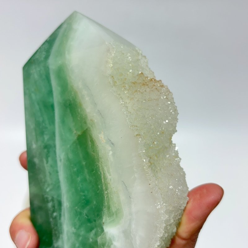 5 Pieces Large Green Fluorite Druzy Geode Tower Points -Wholesale Crystals