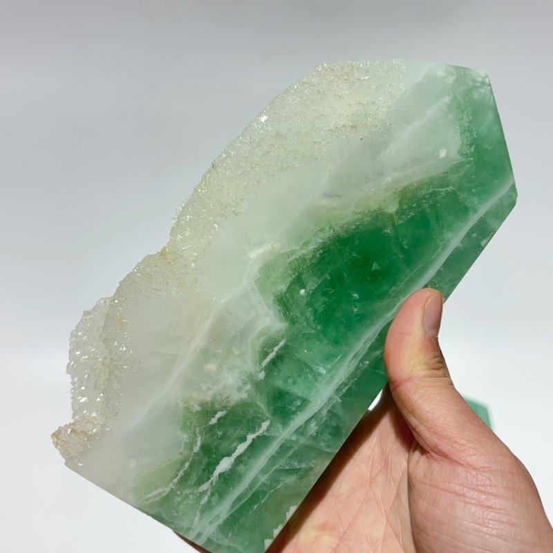 5 Pieces Large Green Fluorite Druzy Geode Tower Points -Wholesale Crystals