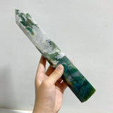 5 Pieces Large Green Moss Agate Point -Wholesale Crystals