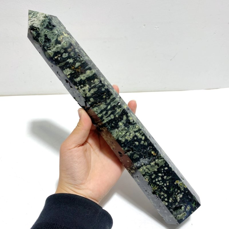 5 Pieces Large Green Sea Jasper Druzy Geode Points - Wholesale Crystals