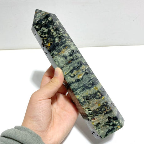 5 Pieces Large Green Sea Jasper Geode Druzy Points - Wholesale Crystals