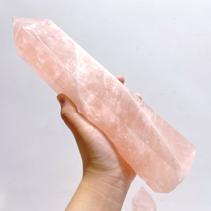 5 Pieces Large Madagascar Deep Pink Rose Quartz Points - Wholesale Crystals