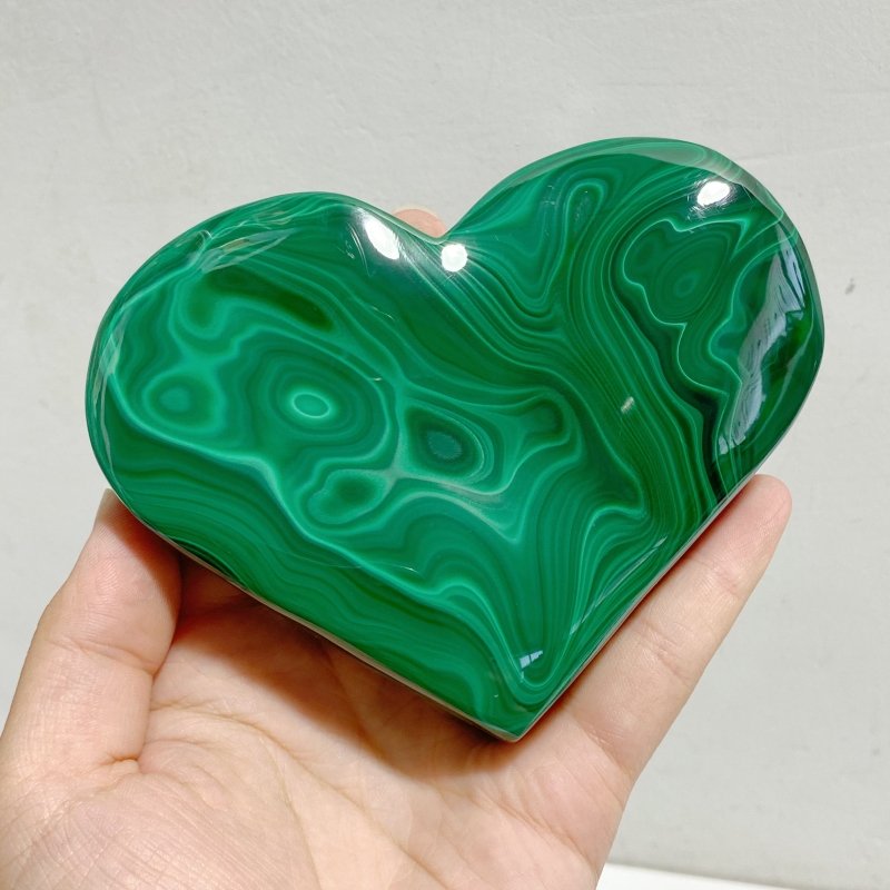 5 Pieces Large Malachite Heart Raw Bottom -Wholesale Crystals