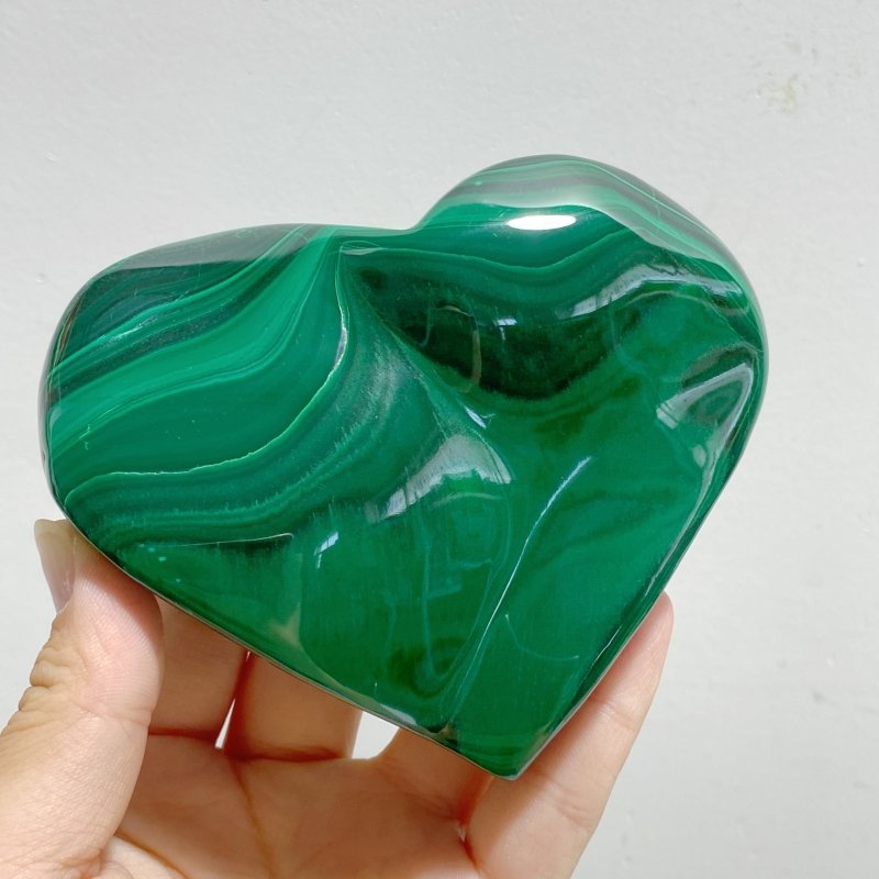 5 Pieces Large Malachite Heart Raw Bottom -Wholesale Crystals