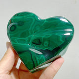 5 Pieces Large Malachite Heart Raw Bottom -Wholesale Crystals