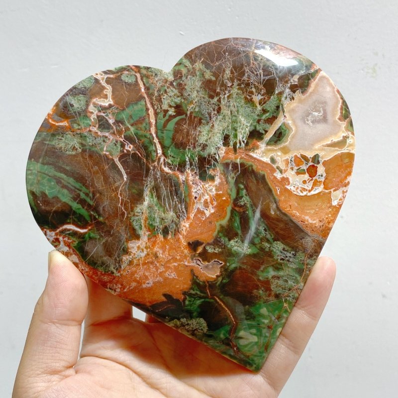 5 Pieces Large Money Agate Heart With Stand -Wholesale Crystals