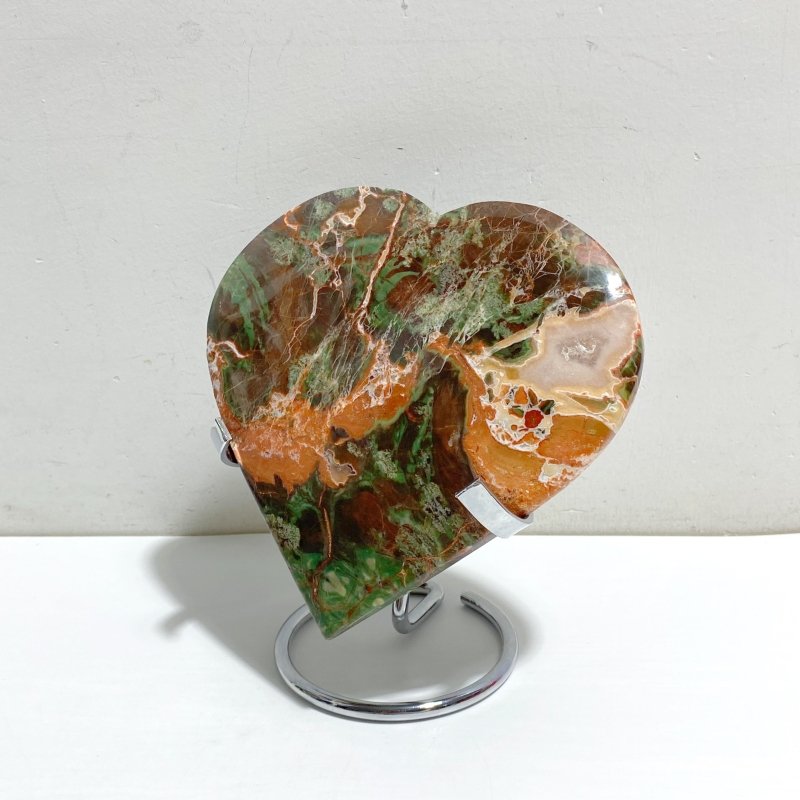 5 Pieces Large Money Agate Heart With Stand -Wholesale Crystals