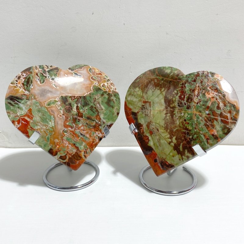 5 Pieces Large Money Agate Heart With Stand -Wholesale Crystals