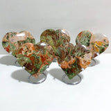 5 Pieces Large Money Agate Heart With Stand -Wholesale Crystals