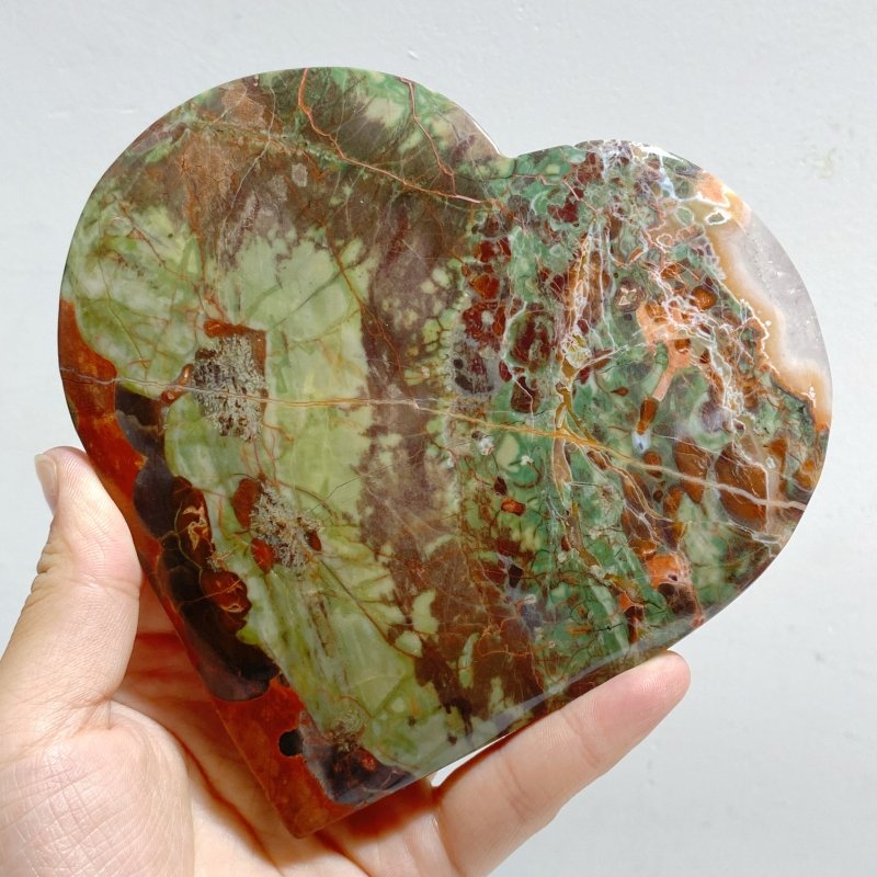 5 Pieces Large Money Agate Heart With Stand -Wholesale Crystals