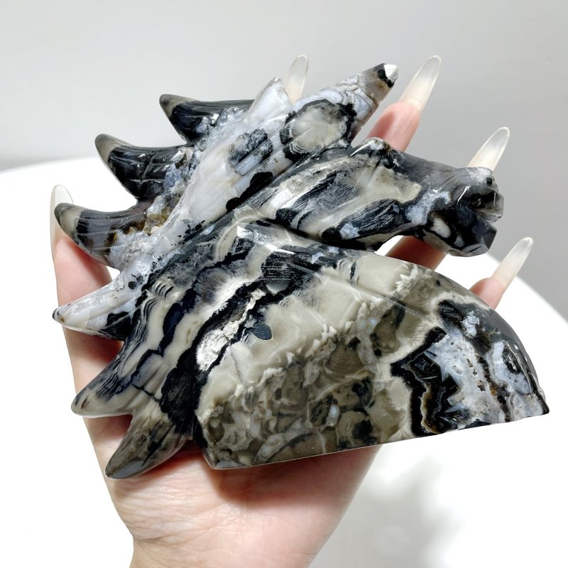 5 Pieces Large Volcanic Agate Unicorn Carving(UV - Reactive) - Wholesale Crystals