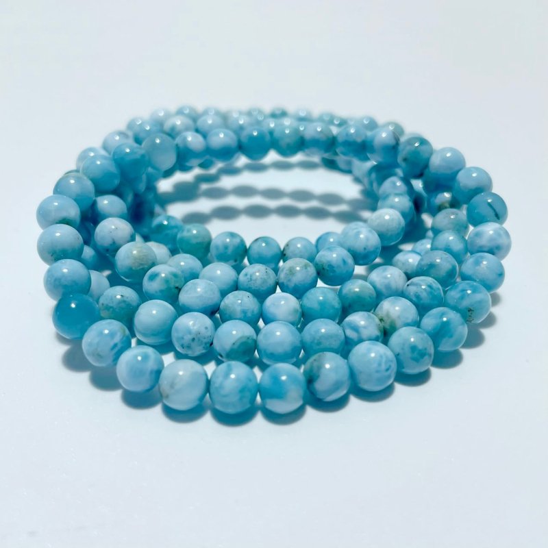 5 Pieces Larimar 6mm Bracelet Dominican Republic Larimar - Wholesale Crystals