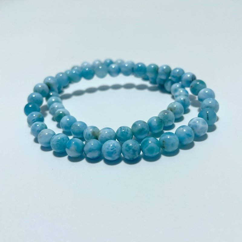 5 Pieces Larimar 6mm Bracelet Dominican Republic Larimar - Wholesale Crystals