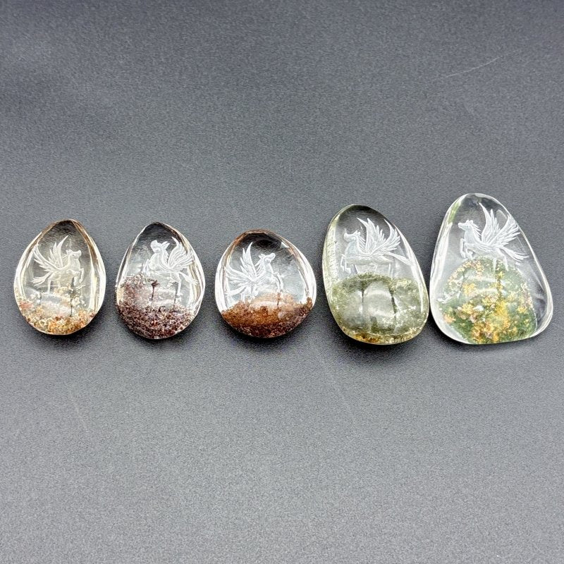 5 Pieces Pegasus Garden Quartz Inner Scene Carving - Wholesale Crystals